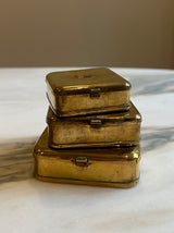 a trio of solid brass trinket dish bait boxes 