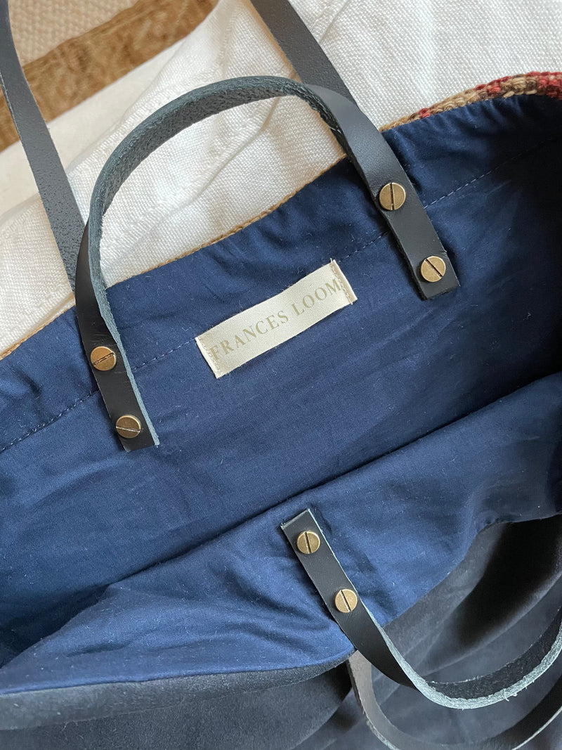 a frances loom tote bag with cotton lining